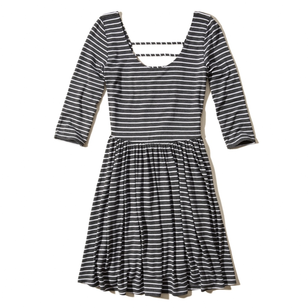 Hollister- Grey Stripe Knit Skater Dress